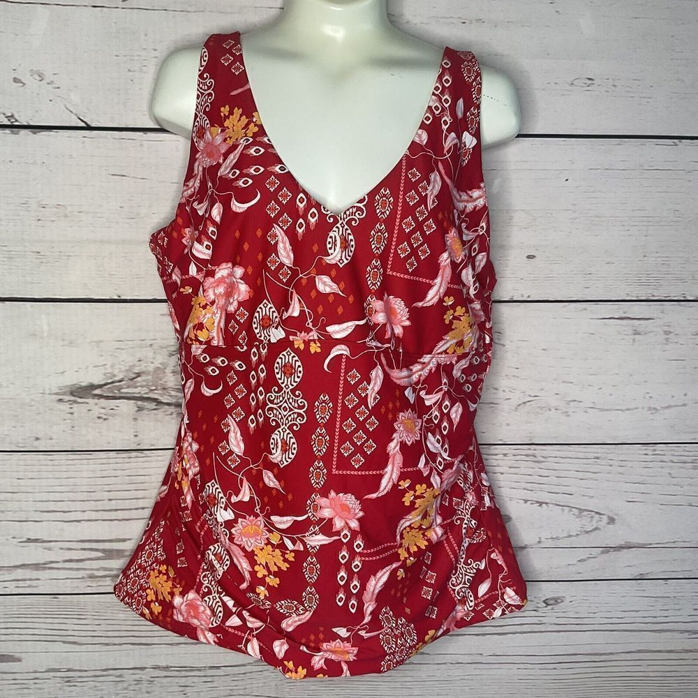Sea Level Jardin Tank Style D-DD Cup Singlet Top - Red Size L Bust 36”